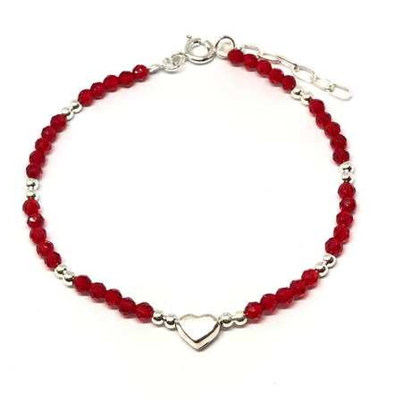 Pulsera con cristales rojos, bolitas y corazon nuevo8