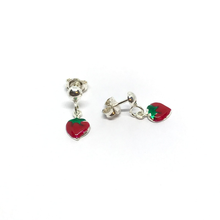 Aros frutilla colgante esmaltada