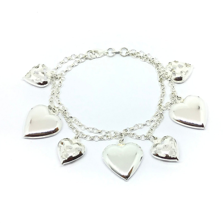 Pulsera doble rolo con corazones inflados colgantes