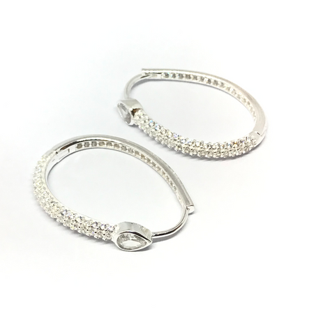 Aros argolla ovalados con gota cubic y cubics paqueños
