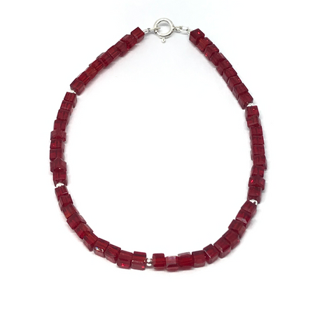 Pulsera combinada de bolitas y cubos de cristal en colores varios nuevo