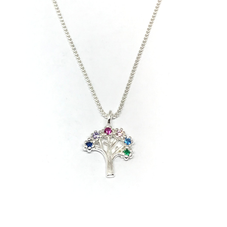 Cadena veneciana con arbol de la vida con cubic multicolor nuevo