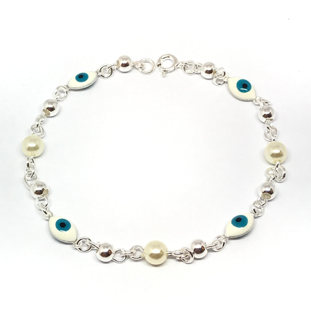 Pulsera con ojitos, bolitas y perlas combinados nuevo7