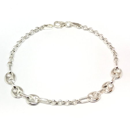 Pulsera rolo con eslabones forcet y G combinados nuevo10