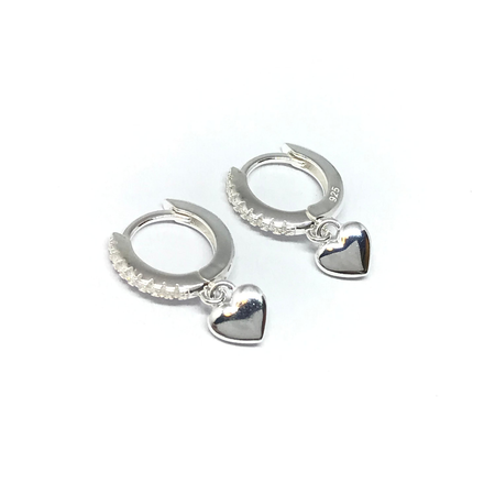 Aros argolla de 12mm con cubic y corazon pulido colgante nuevo10