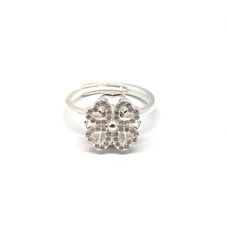 Anillo ajustable con trebol con cubic giratorio nuevo13