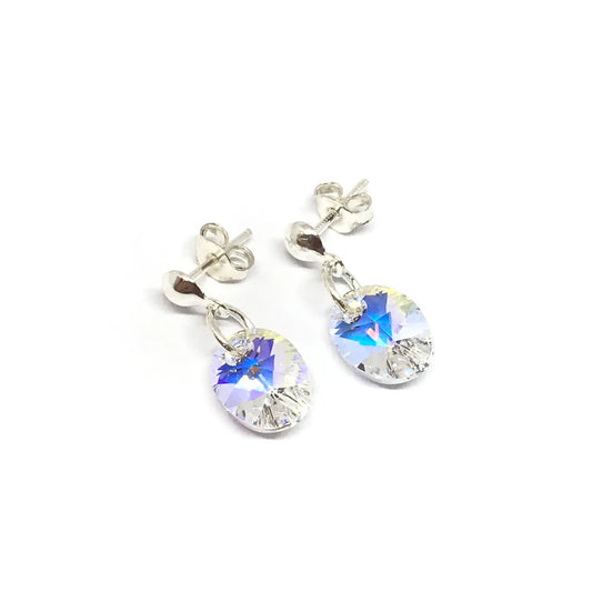 Aros colgantes con cristal oval