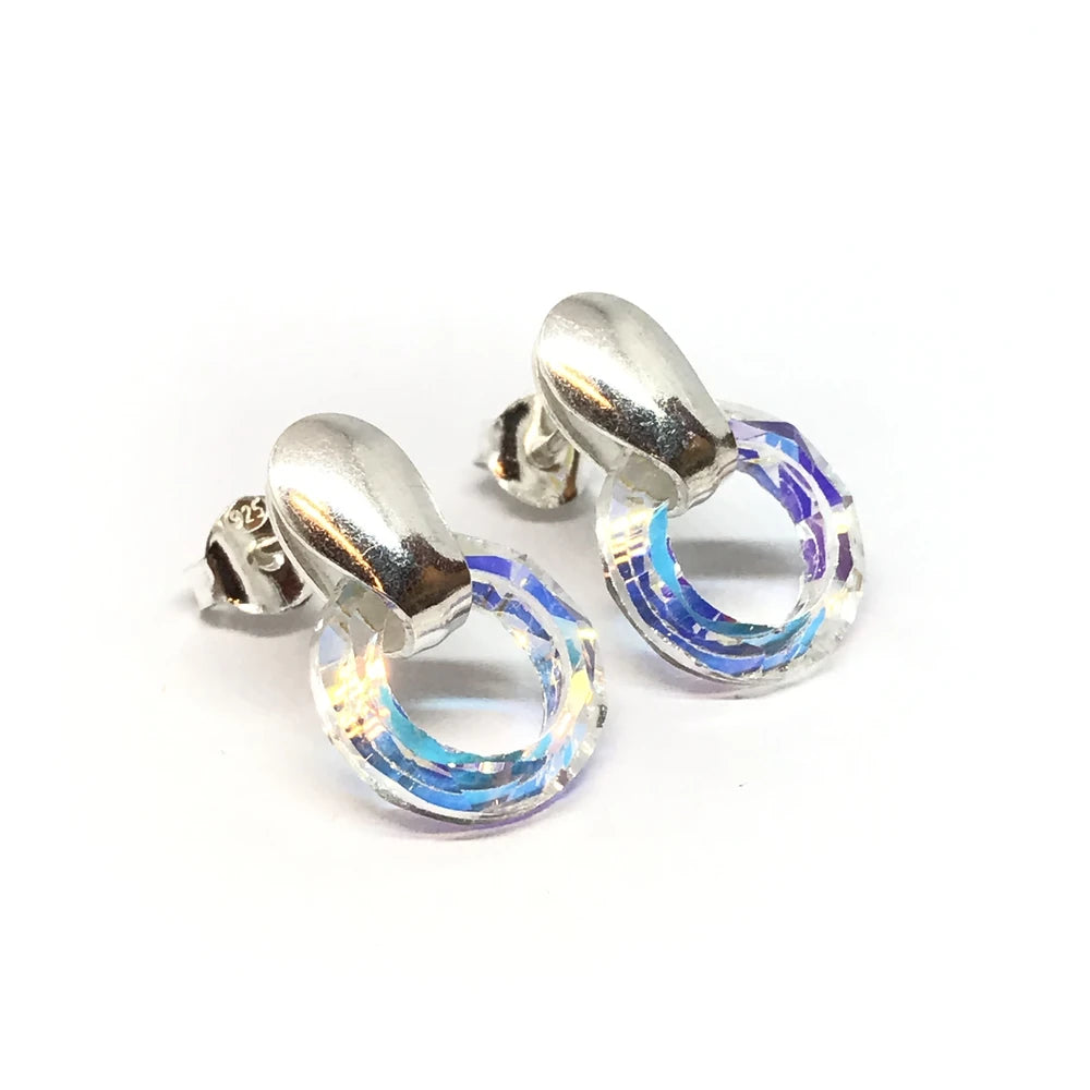 Aros colgantes con cristal oval