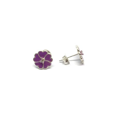 Aros flor esmaltada con cubic