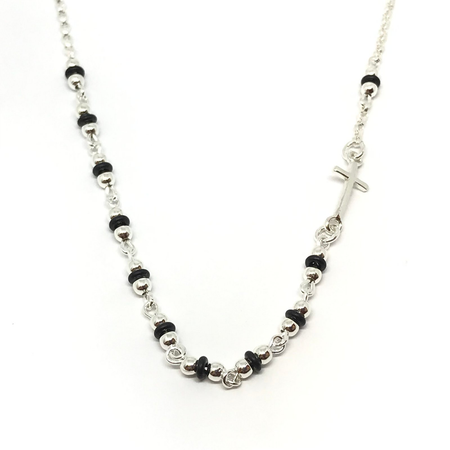 Collar denario combinado con caucho de 45 cm