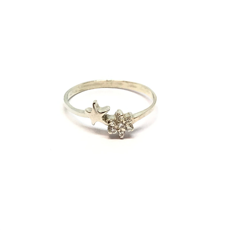 Anillo con estrella y flor de cubic