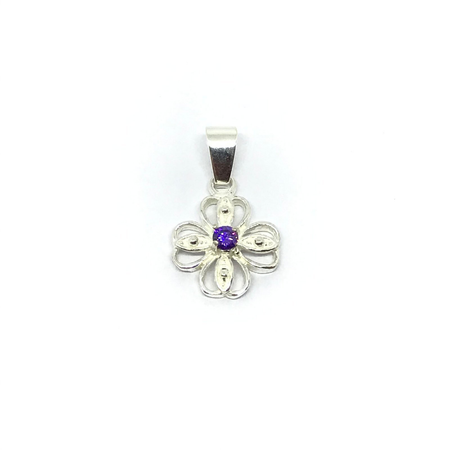 Dije de flor con cubic colores varios