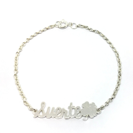 Pulsera con trebol y frase SUERTE