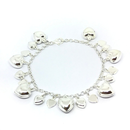 Pulsera rolo con corazones inflados colgantes