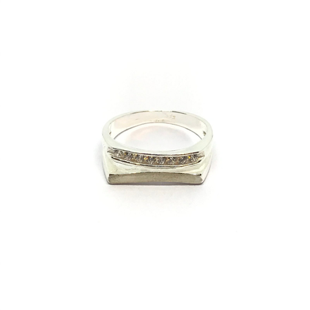 Anillo doble combinacion de satinado con cubic
