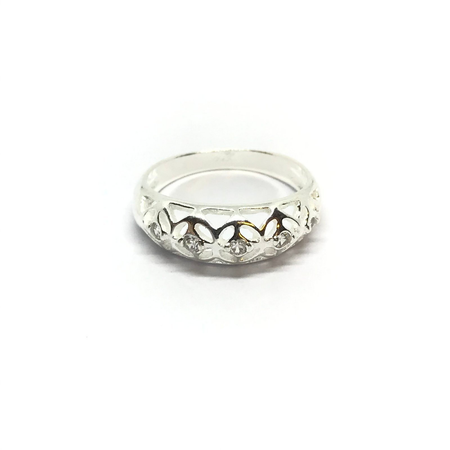 Anillo estilo bombe calado con cubic