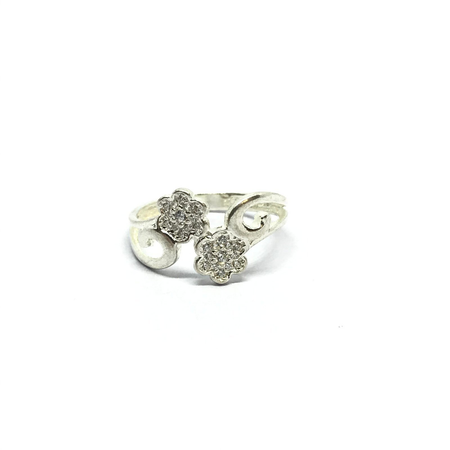 Anillo de dos flores con cubic