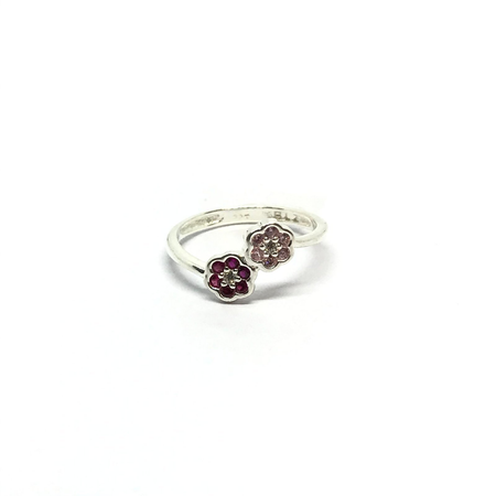 Anillo doble flor con cubic