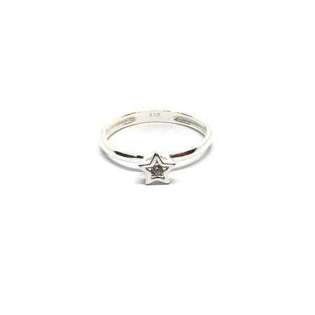 Anillo solitario estrella con cubic