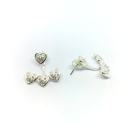 Aros abanico con corazon con cubic