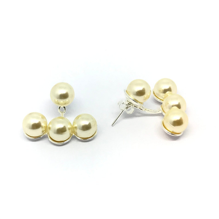 Aros abanico con perla