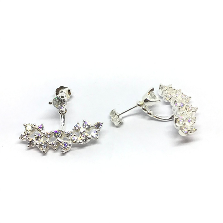 Aros estilo abanico con flor con cubic