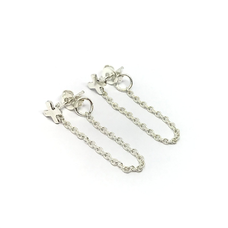 Aros colgantes con cadena y cruz