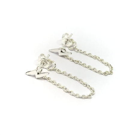 Aros colgantes con cadena y rayo