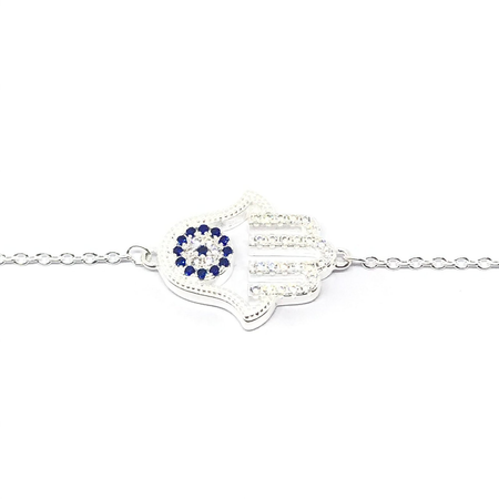 Pulsera con mano de fatima y ojo con cubic