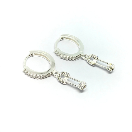 Aros argollas de 13mm con cubic y alfiler colgante con cubic