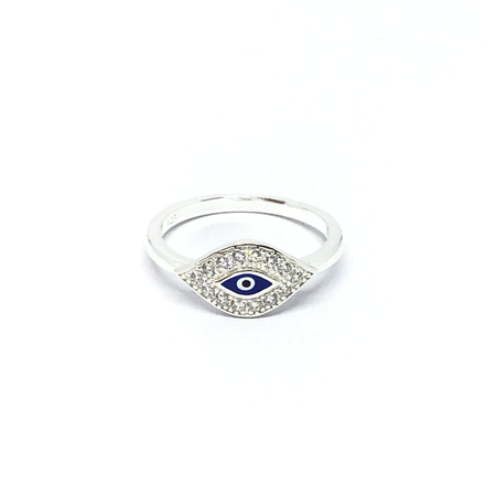 Anillo de ojito con cubic y esmalte