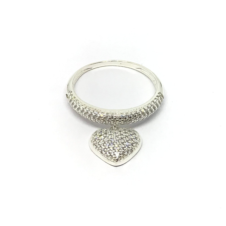 Anillo con cubic y corazon cubic colgante
