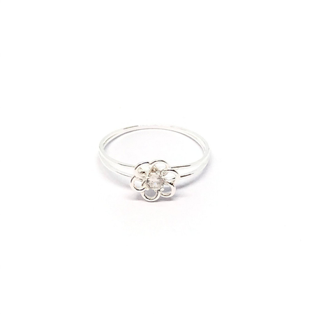 Anillo con flor con cubic