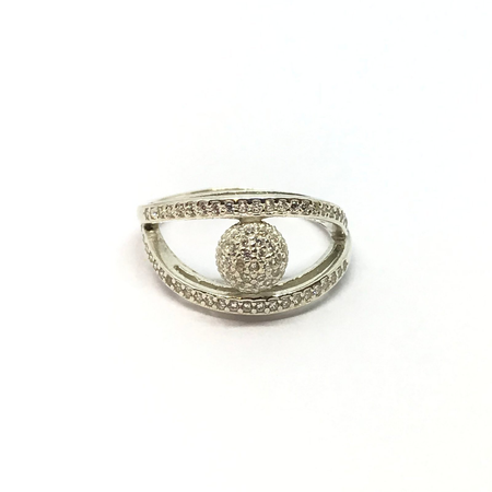 Anillo estilo ojo calado con cubic y bola de fuego