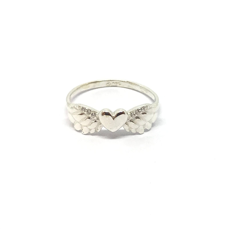Anillo corazon y alitas con cubic