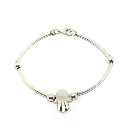 Pulsera tubo con bola y manito colgante