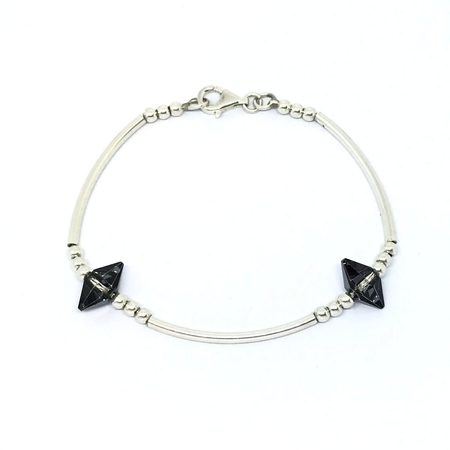 Pulsera de tubos con bolitas y cristales