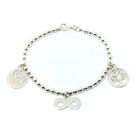 Pulsera de bolitas y colgantes varios