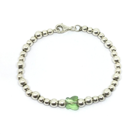 Pulsera con bolitas con cristal de mariposa