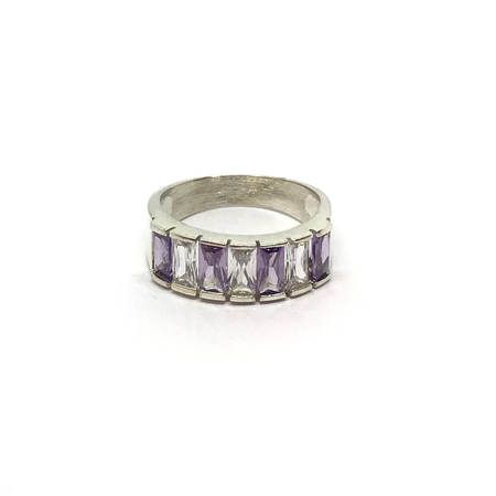 Anillo medio sin fin con piedras baguette en colores varios