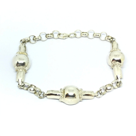 Pulsera rolo con medias bolas