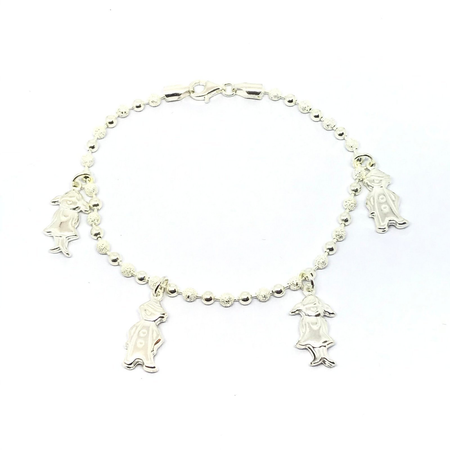 Pulsera de bolitas combinadas con nenes y nenas colgantes