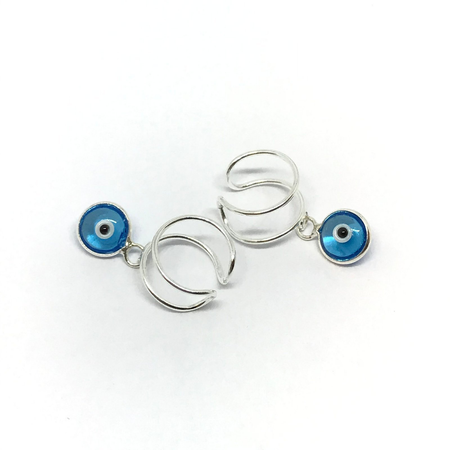 Aros bidu con ojito colgante