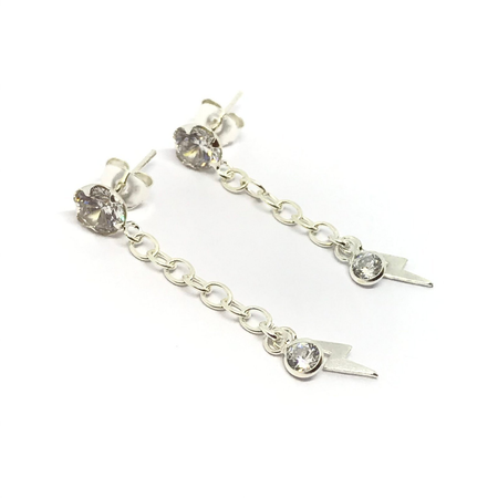 Aros colgantes con flor cubic, rayo y cubic redondo