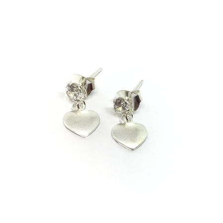 Aros colgantes con cubic y corazon