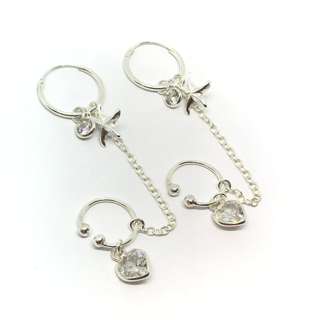 Aros colgantes con dije para doble agujero