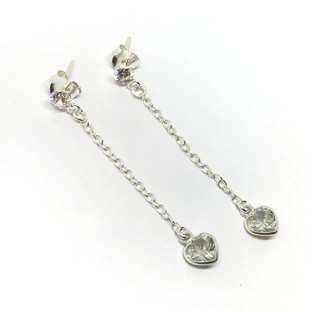 Aros colgantes con cubic y corazon cubic