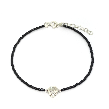Pulsera con cubic corazon y cadena extensible