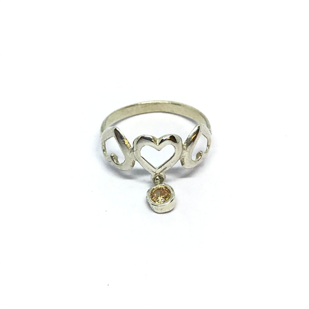 Anillo de corazones con cubic colgante