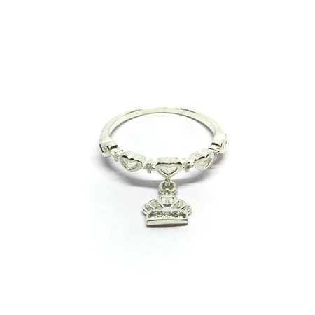 Anillo con corazones con cubic y corona con cubic colgante